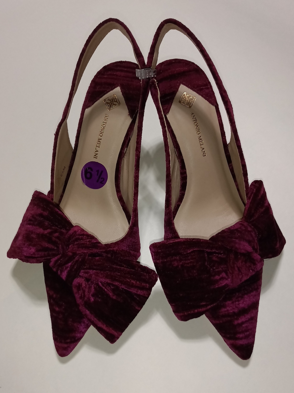 ANTONIO MELANI Lenore Velvet Bow Detail Slingback Pumps Size 6.5 - Picture 5 of 10
